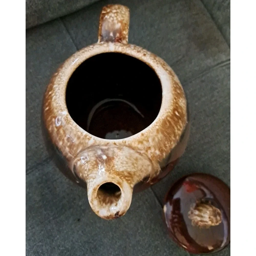 Vintage Hull USA Oven Proof Brown Drip Glaze Tea Pot‎ 6.5